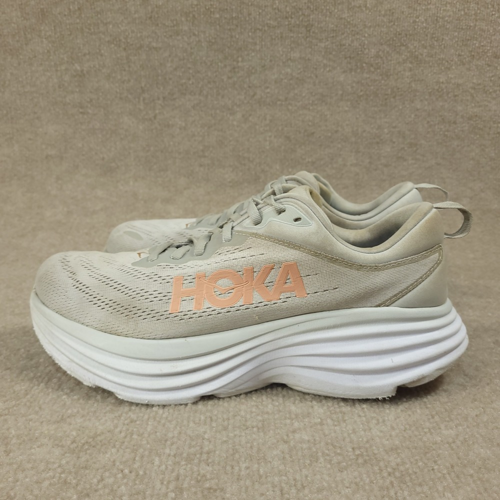 Hoka Bondi 8 Running Shoes Womens 11D Wide Grey 1127954 HMLR Sneakers